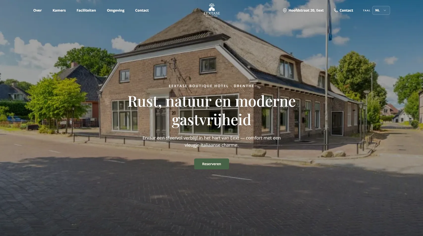 Homepage van Eextase Boutique Hotel met online reserveren