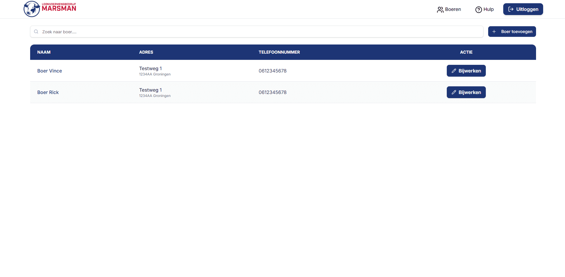 Marsman webapp inlogscherm